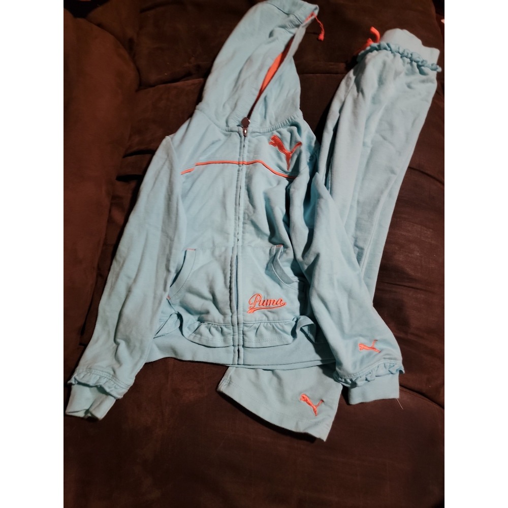Girls blue puma outfit sweatshirt pants size 6x